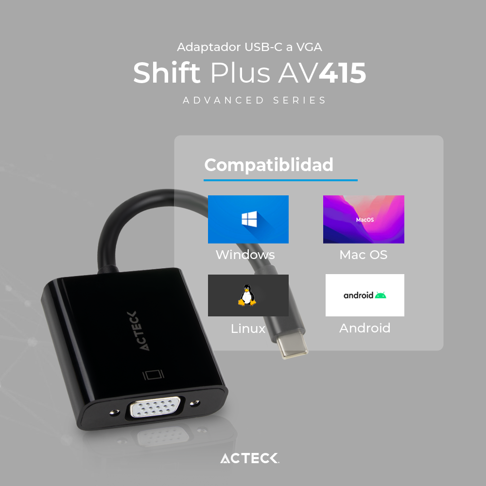 Adaptador USB-C a VGA ACTECK AV415 