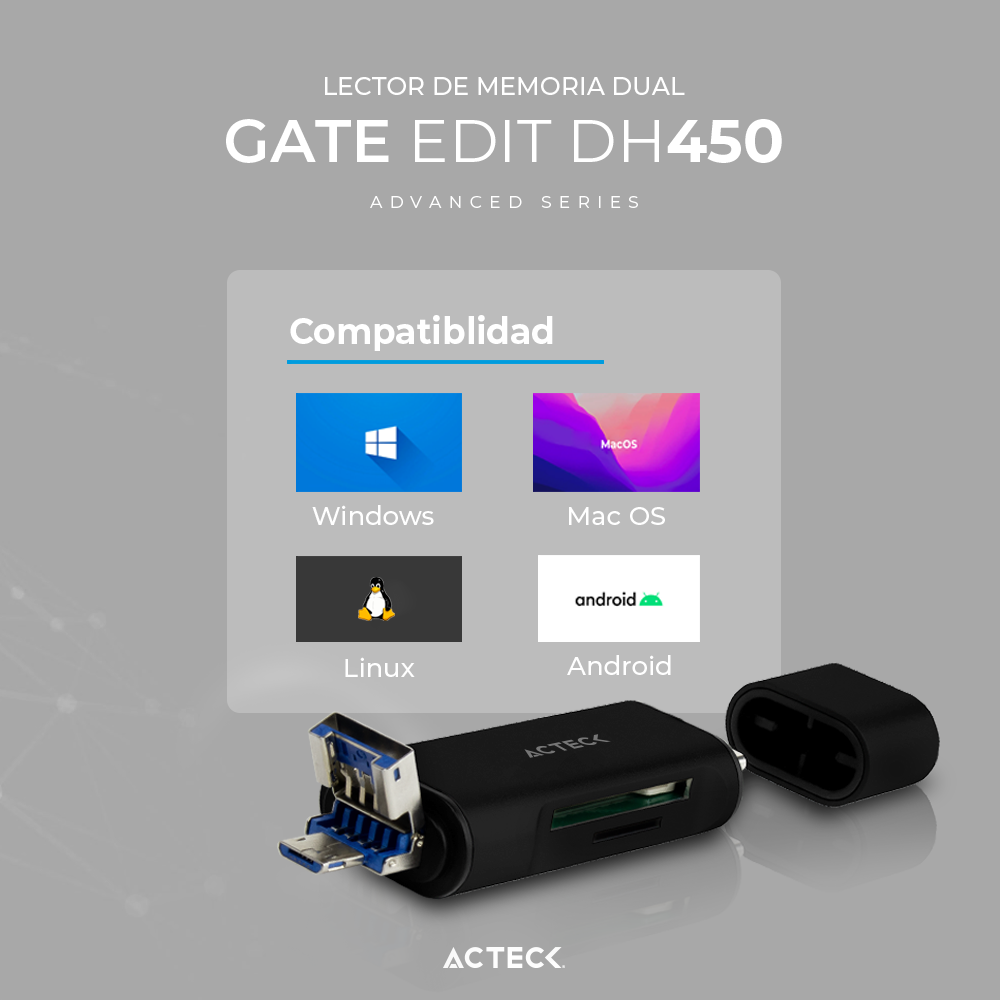 Lector USB A/ USB C/ MicroUSB ACTECK DH450 