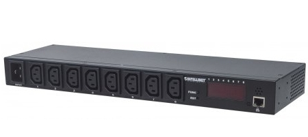 Barra Multicontactos INTELLINET 8 salidas para montaje en rack de 19"