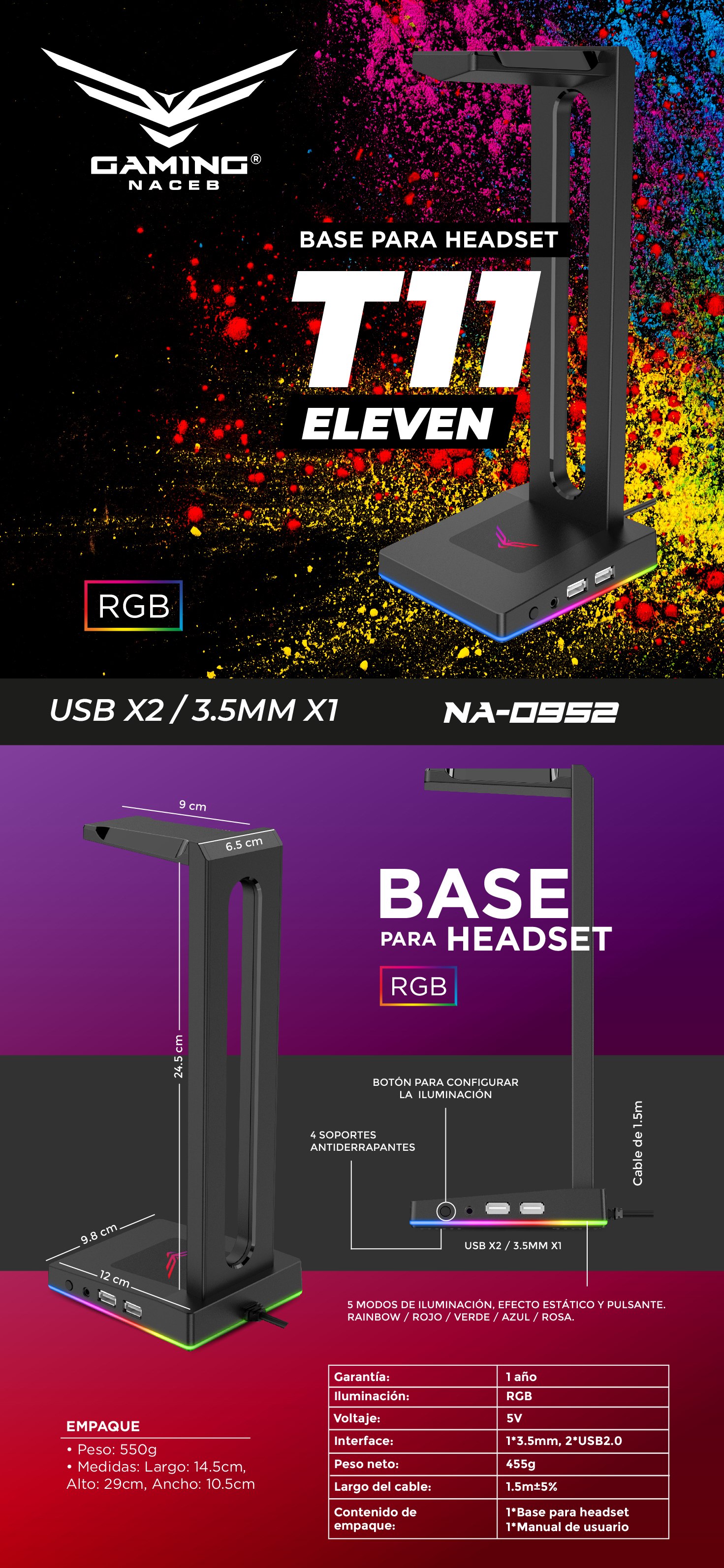 Base para Headset  Naceb Technology NA-0952