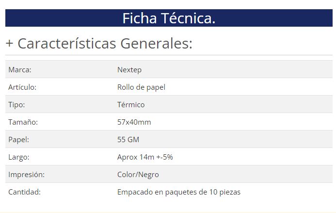 Rollo de papel térmico Nextep NE-528