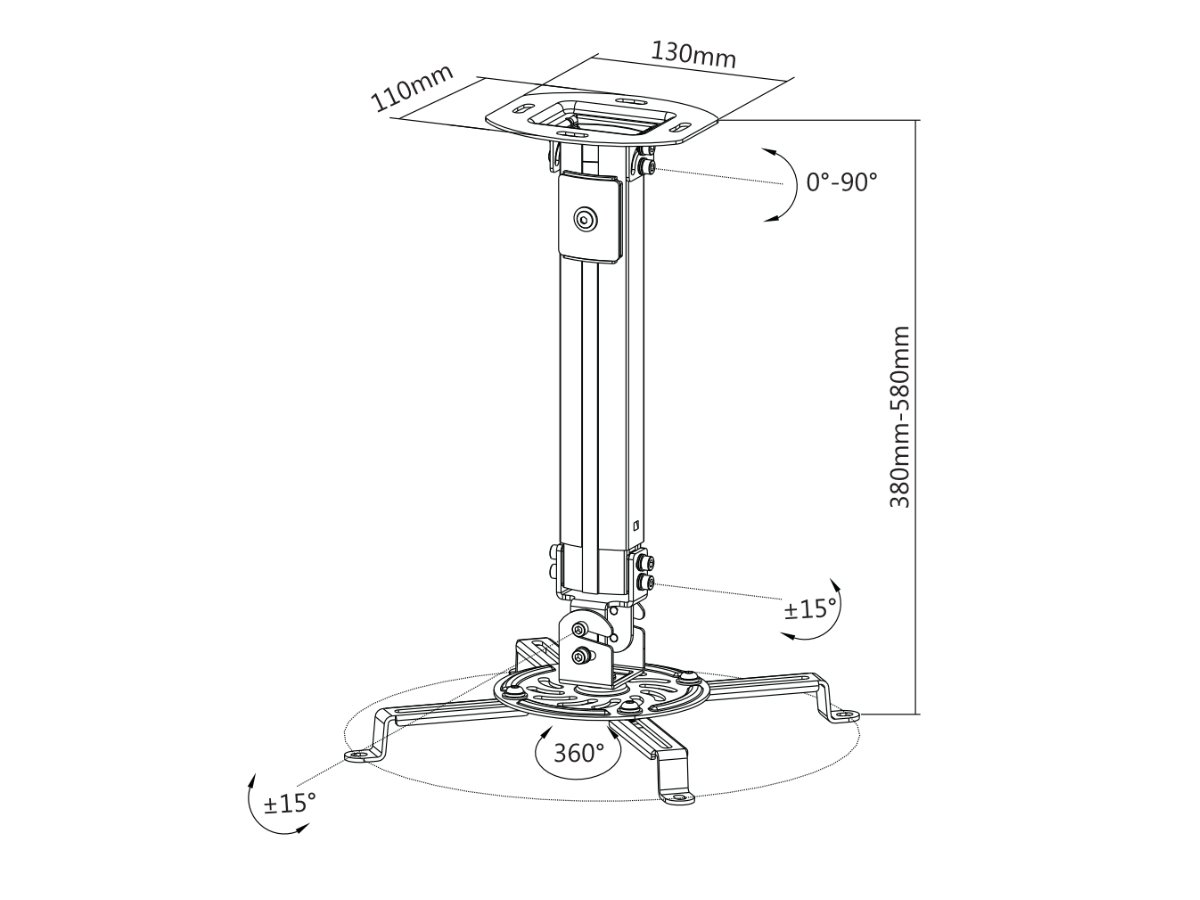 Soporte de Acero para Proyector OVALTECH OVPR-580MM