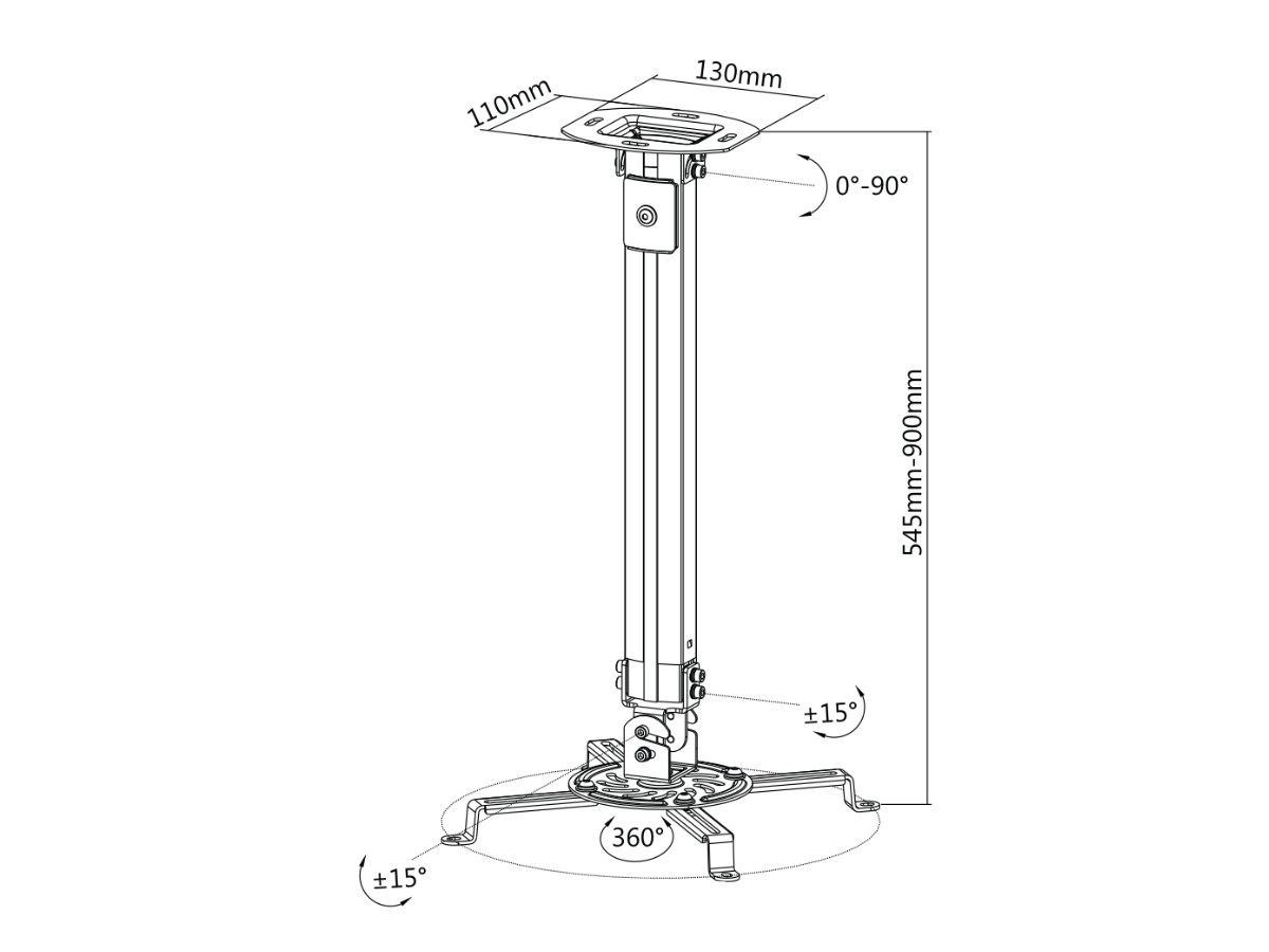 Soporte de Acero para Proyector OVALTECH OVPR-900MM