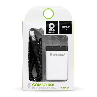 CARGADOR BROBOTIX USB C/CABLE TIPO C CARGA RÁPIDA 963325