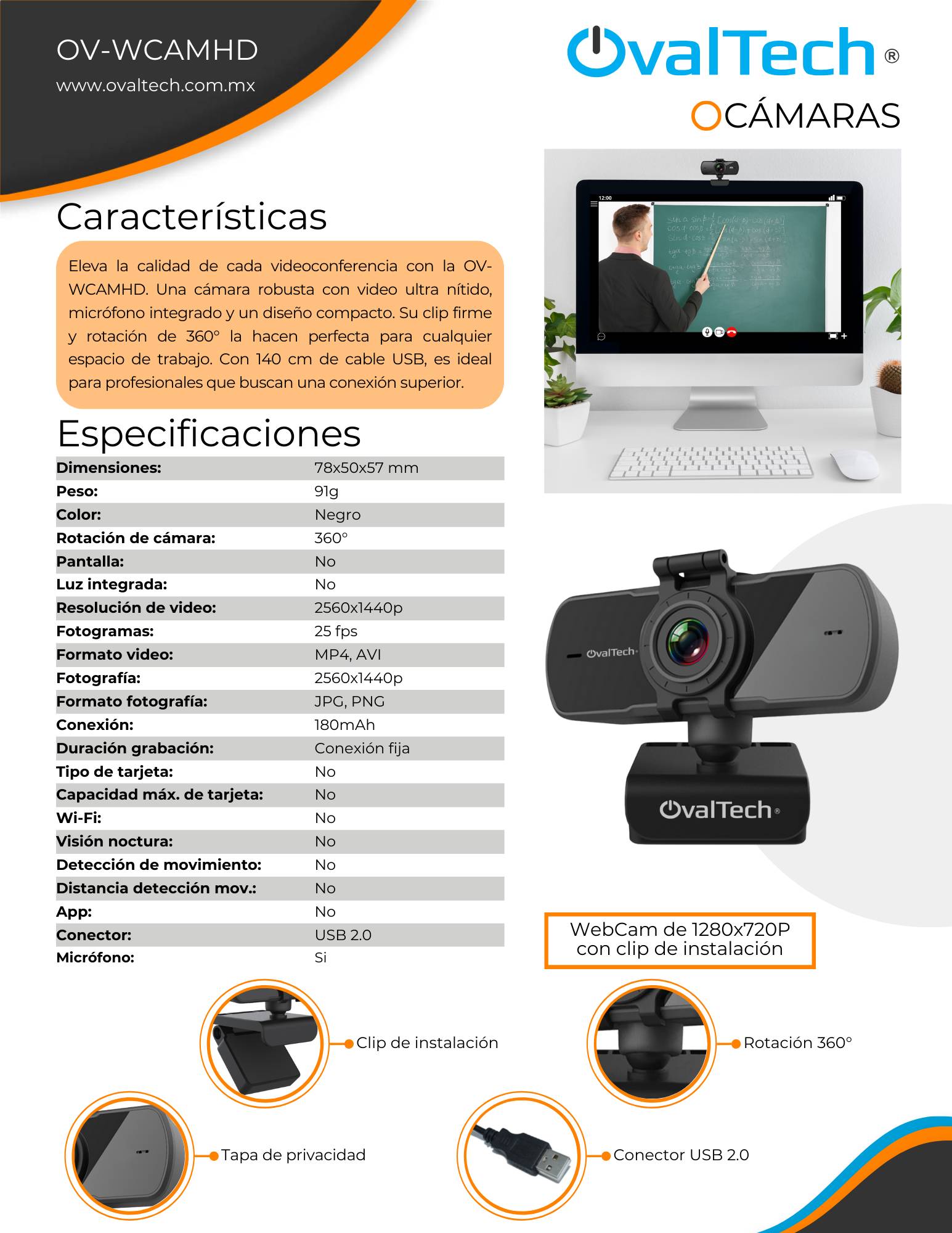 Webcam OVALTECH OV-WCAMHD