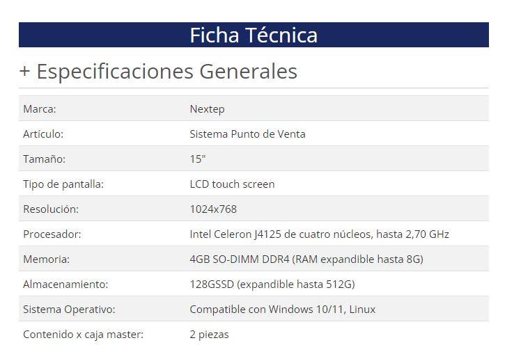 Sistema POS Nextep NE-522 