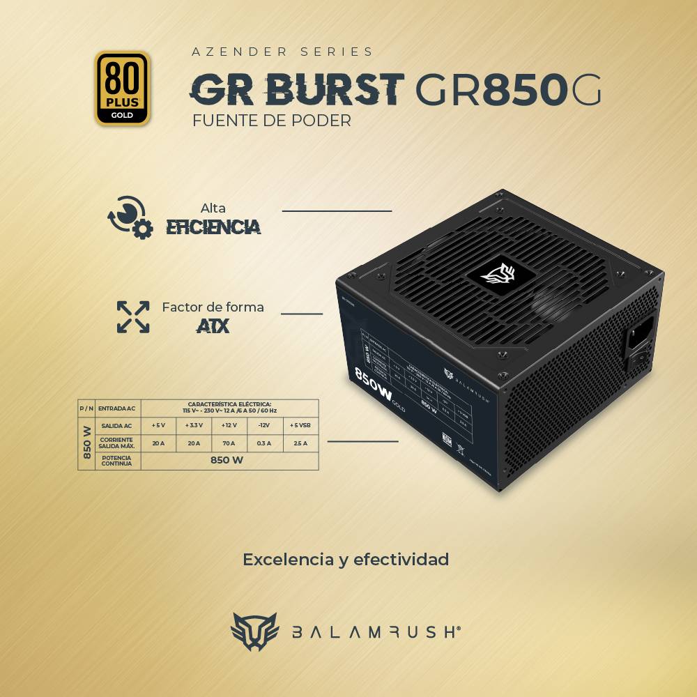 Fuente de poder Balam Rush GR850G 