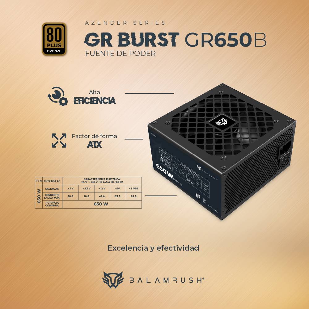 Fuente de poder Balam Rush GR650B 
