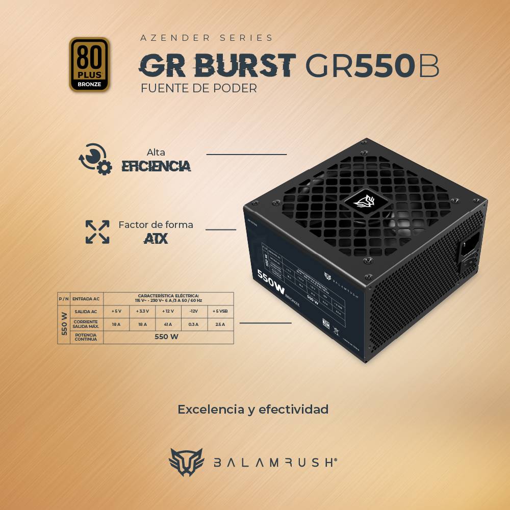 Fuente de poder  Balam Rush GR550B 
