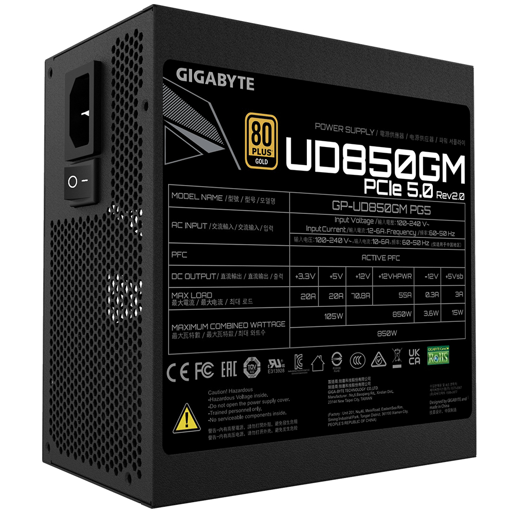 Fuente de poder GIGABYTE GP-UD850GM PG5 V2   