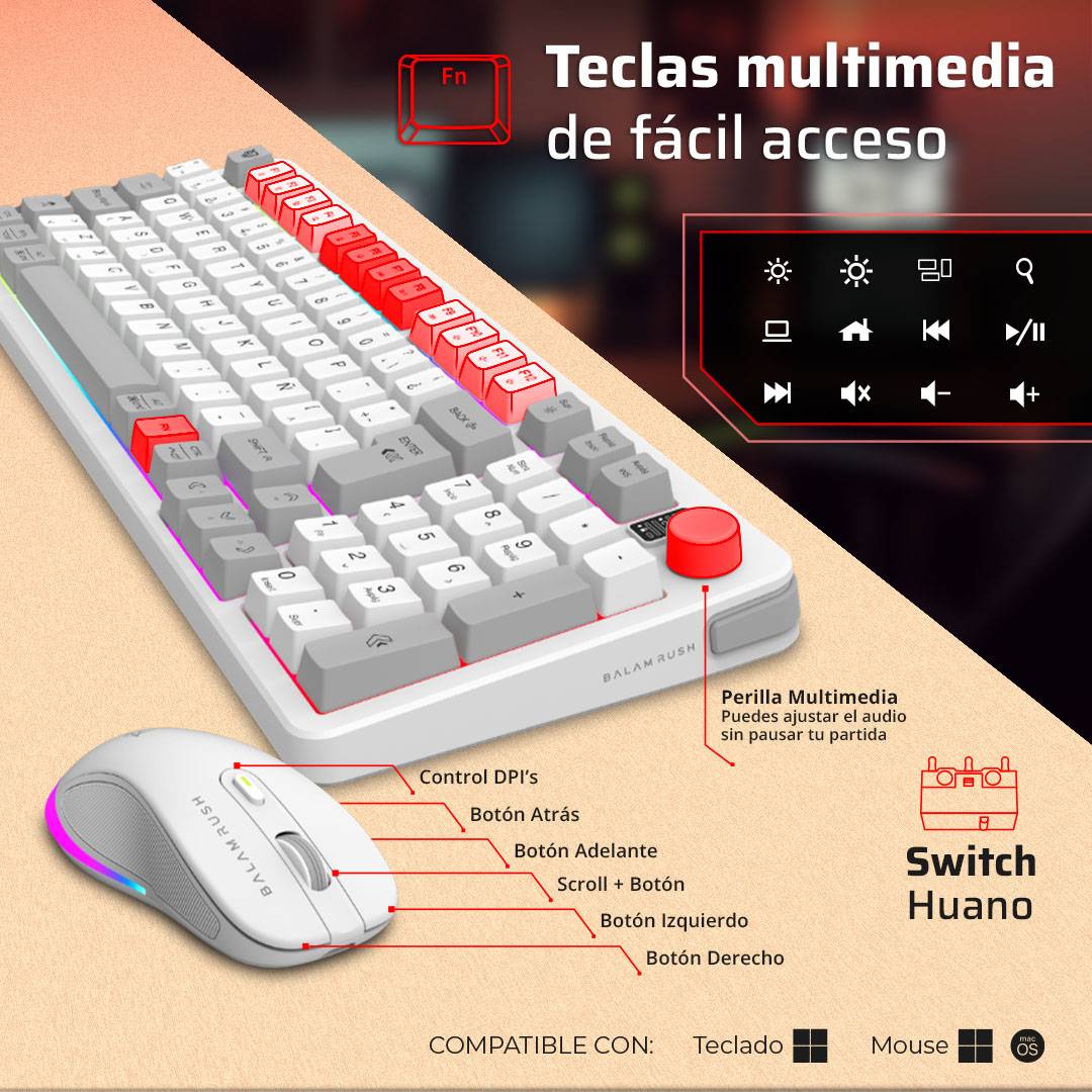 Kits para Teclado y Mouse Balam Rush KG525
