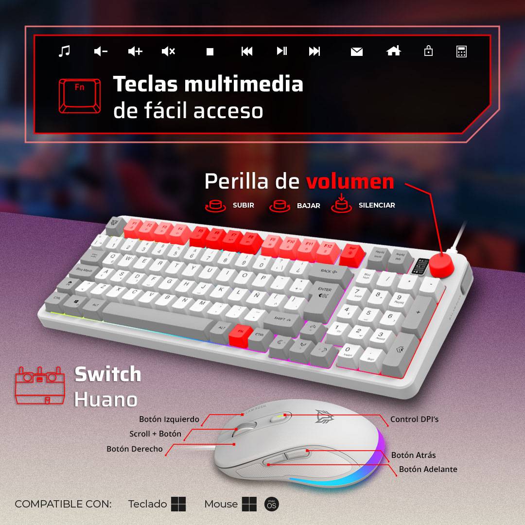 Kits para Teclado y Mouse Balam Rush KG515