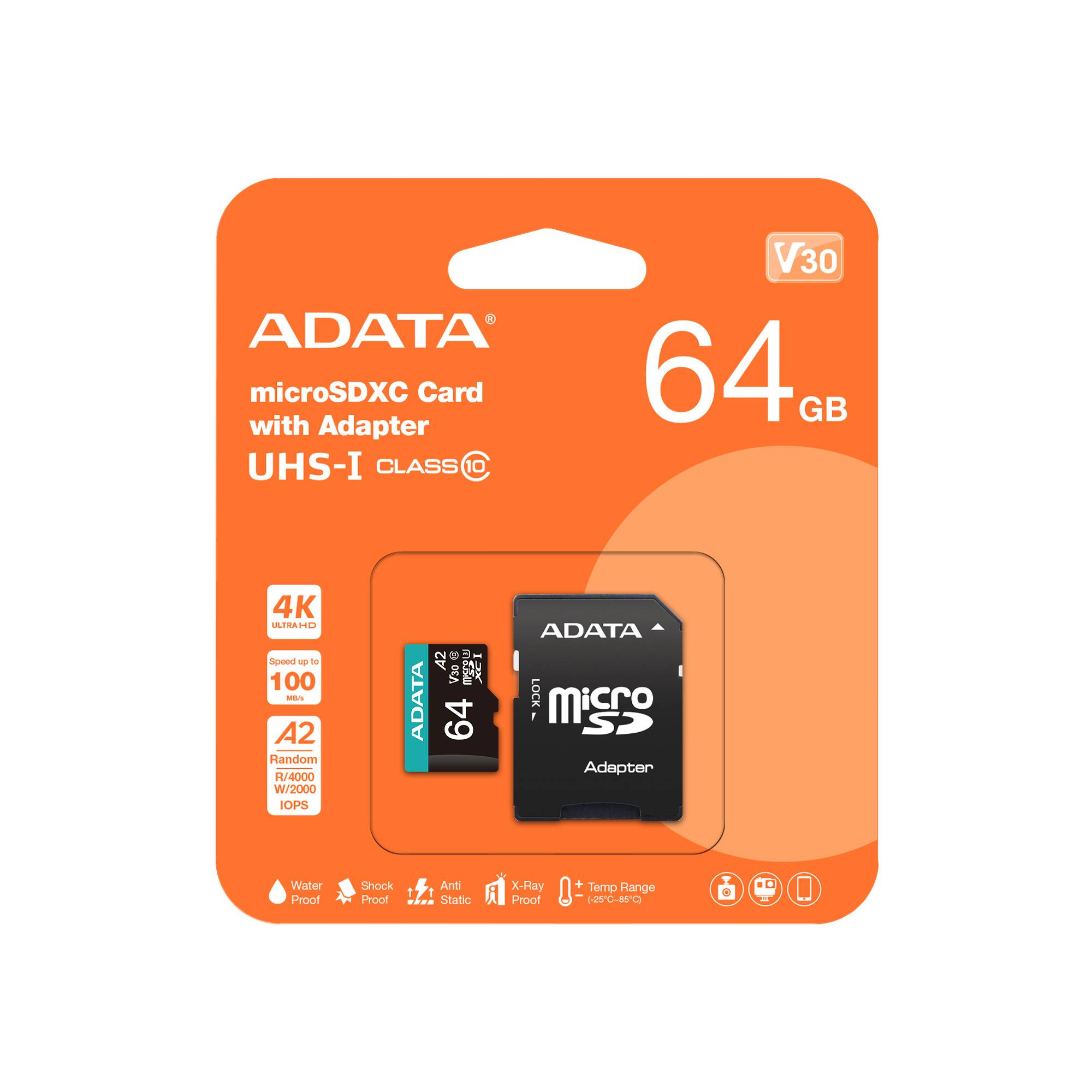 Micro Secure Digital Premier A2  ADATA UHS-I 64GB