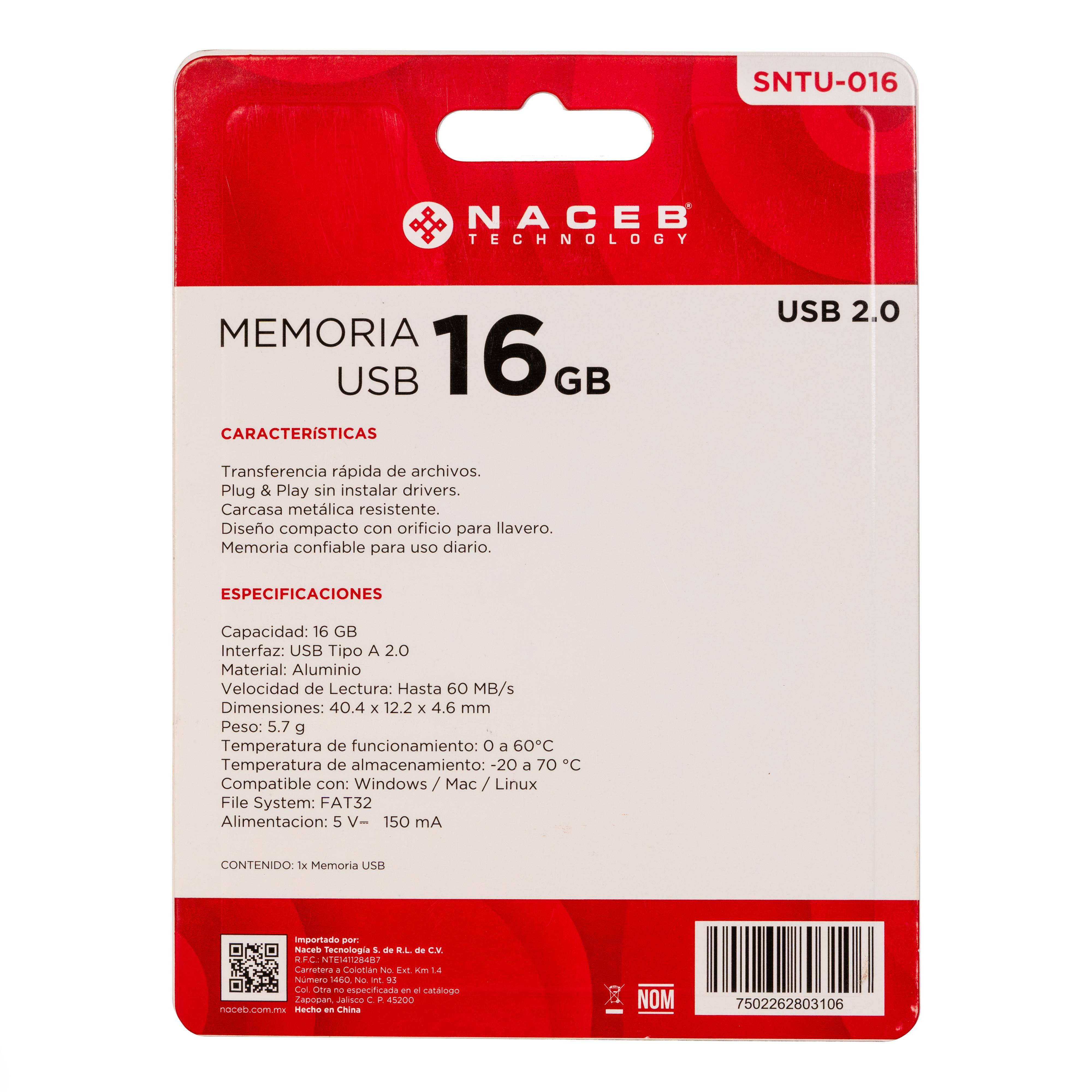 Memoria USB Naceb Technology USB-U106-20-16GB