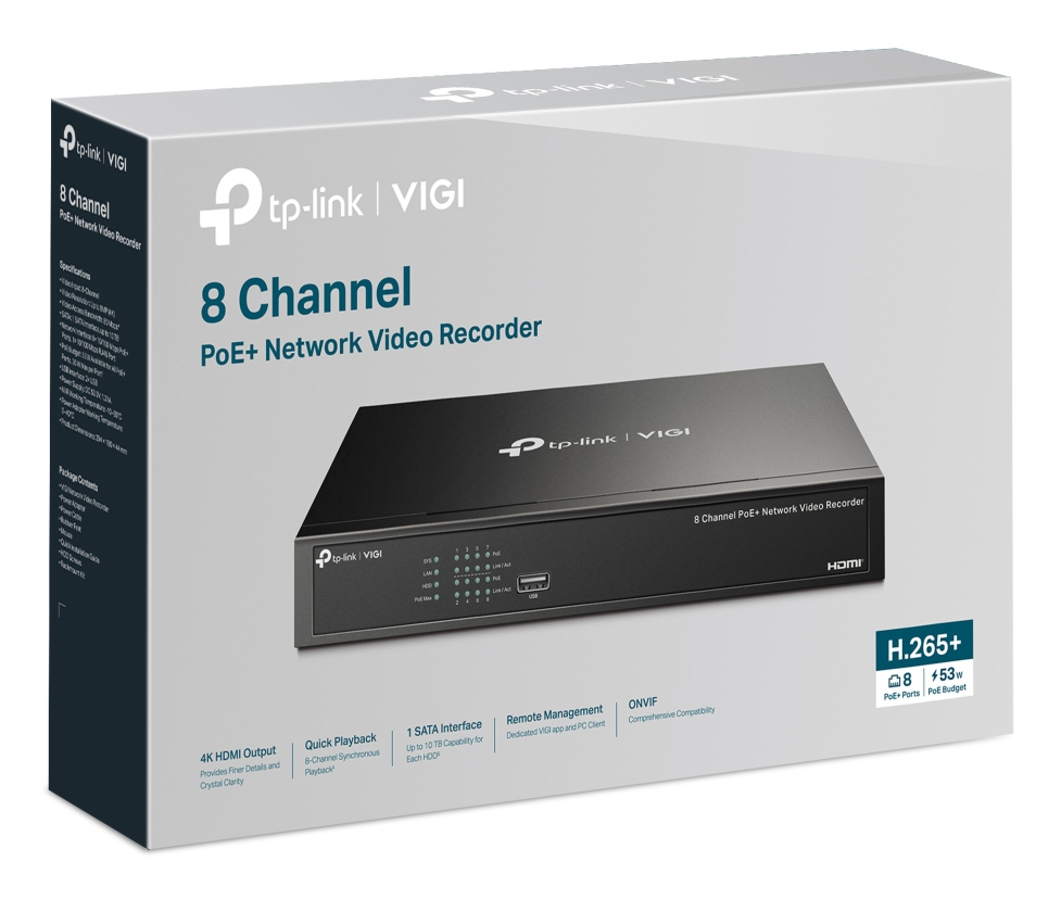 Grabadores Digitales NVR TP-LINK VIGI NVR1008H-8P