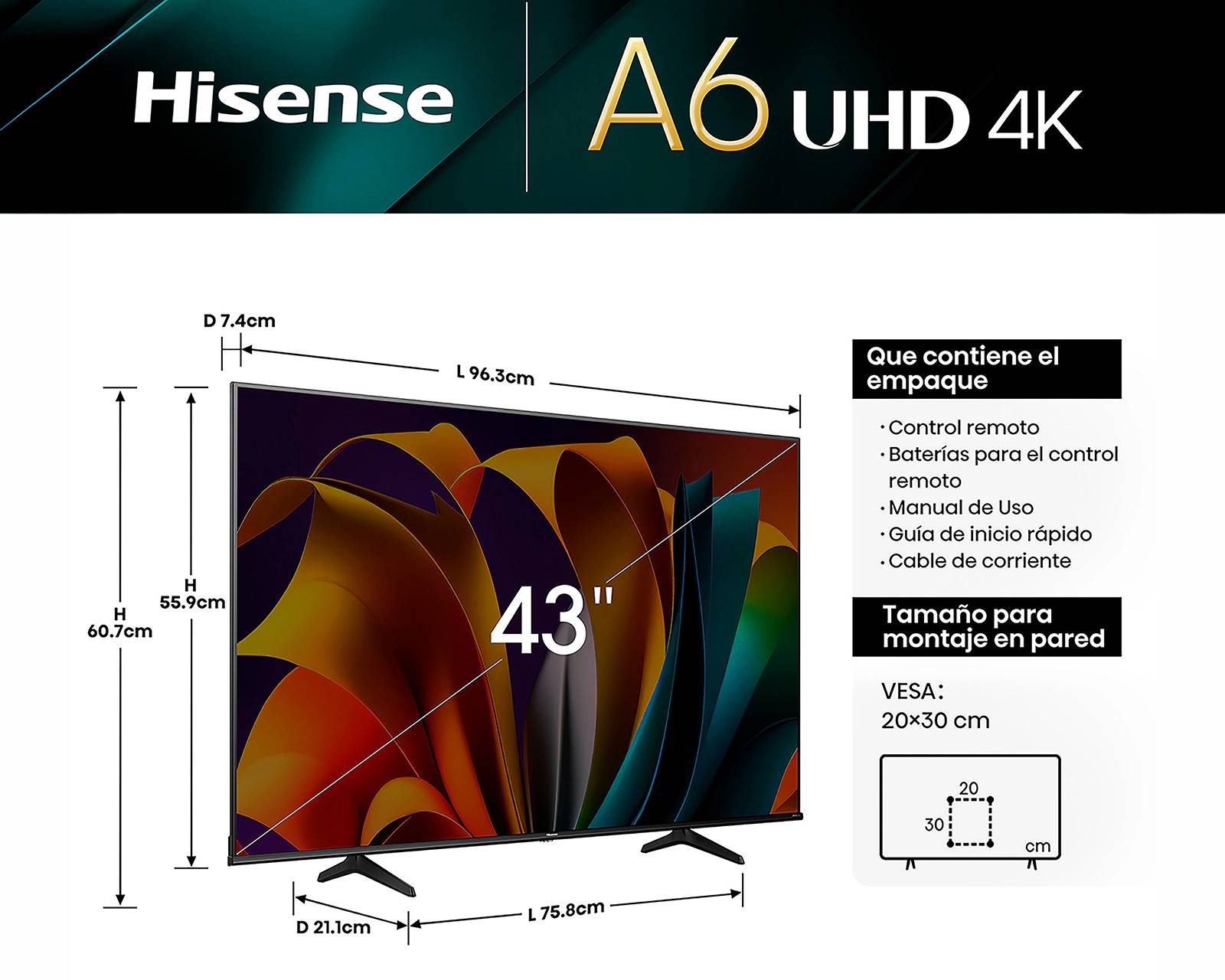 Televisión Hisense 43A60SV