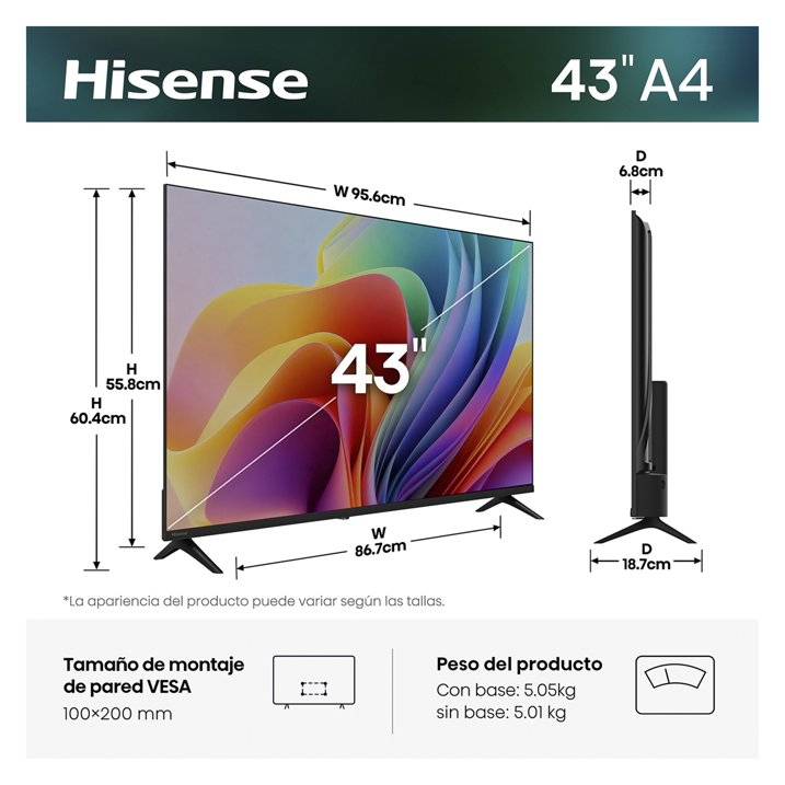 Televisiones Hisense 43A4SV