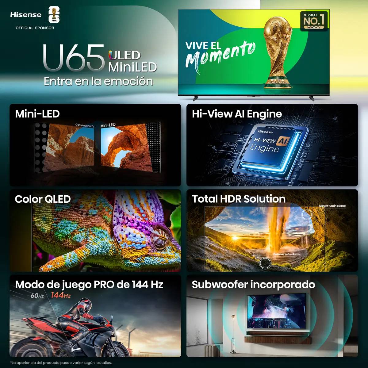 Televisión  Hisense 55U65QFM