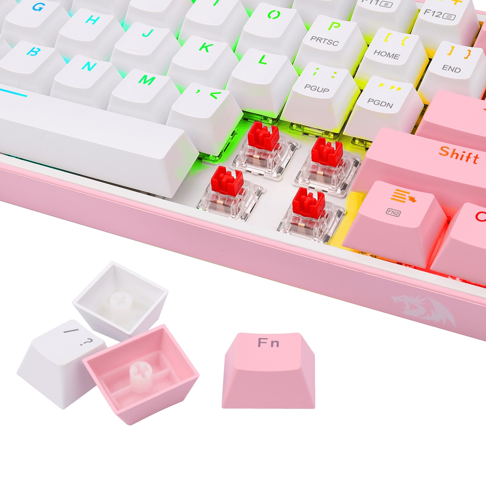 Teclado Mecánico Redragon Fizz Pro White/Pink